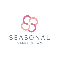 Seasonal pink flowers event and celebration logo design editable vector  business brand identity ideas 