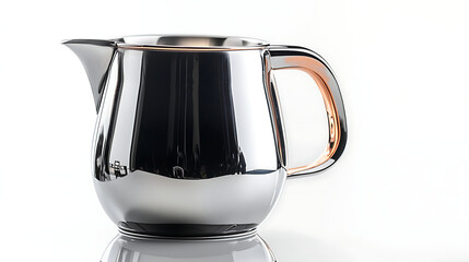 A silver tea pot with a gold handle. AI Generated
