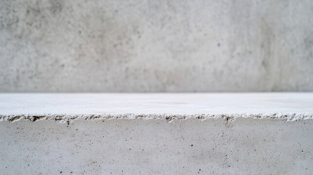 Minimalist concrete shelf displaying clean surface against soft focus background, ready for product showcase