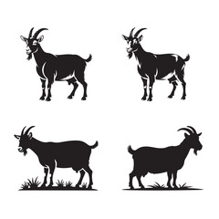 Goat silhouette collection, vector illustration