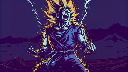 super hero fighter in comic style, illustration