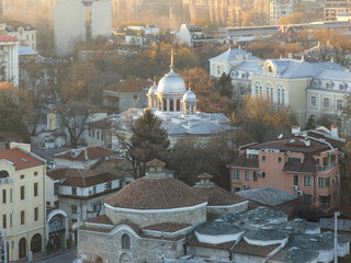 Panorama of Plovdiv city from Nebet Tepe hill, Bulgaria