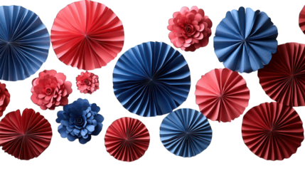 4th of July paper fan decorations displayed on a clean white background