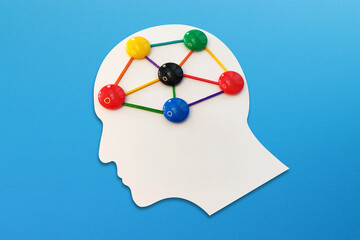 Brain Network Connections and Thoughts. Mental health and brainstorming concept.