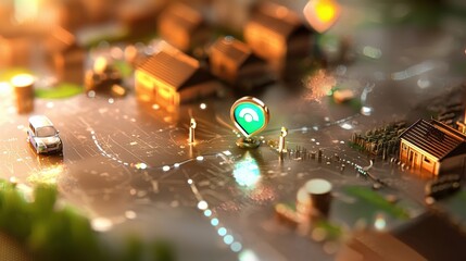Naklejka premium Exploring smart city connectivity miniature urban model digital environment 3d visualization futuristic perspective