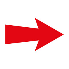 red arrow on white background,A red arrow pointing to the right on any background.