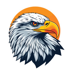 Vintage colorful angry eagle head mascot vector with white background