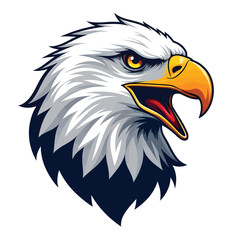 Vintage colorful angry eagle head mascot vector with white background