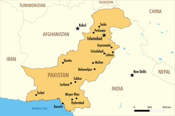 Vector Map of Pakistan with Major Cities and Political Borders – Editable Infographic