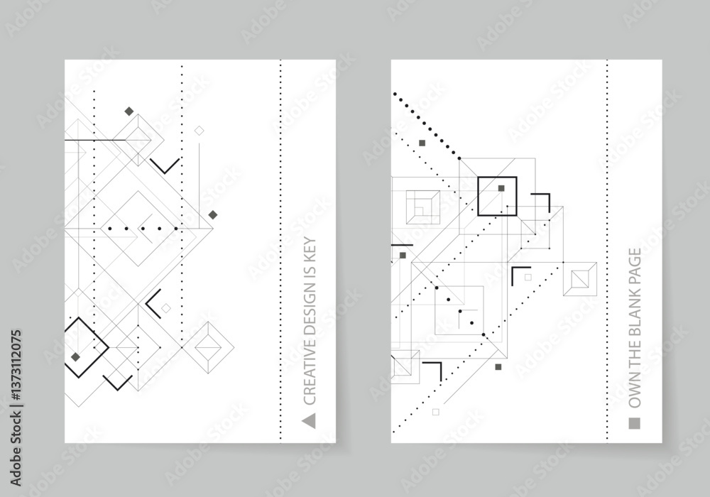 Aufkleber Abstract geometric connect lines and dots. Simple science graphic background. Vector network technology concept