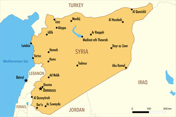 Vector Map of Syria with Major Cities and Political Borders – Editable Infographic