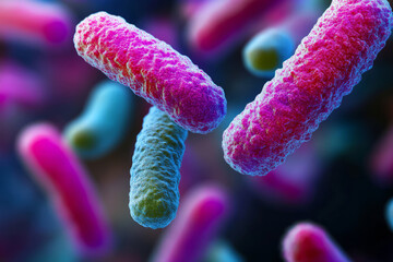 Bacterial cells visualized at microscopic scale