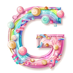 Colorful Candy Letter "G" - Sweet and Whimsical Typography Design for Children&rsquo;s Celebrations