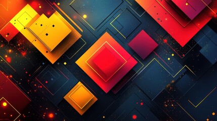 Abstract geometric shapes in warm colors with dynamic patterns
