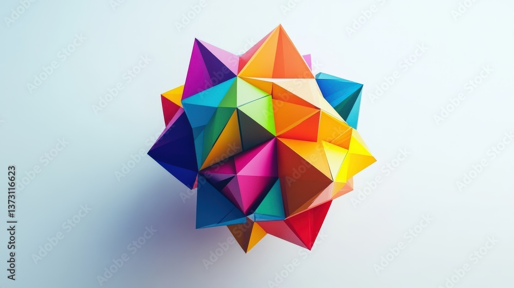 Poster a colorful abstract geometric figure comprised of many triangles forms a whole