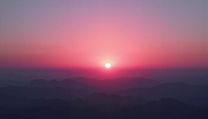 Fototapeta premium Sunrise over mountains with colorful sky, Soft pink sky, White nights 