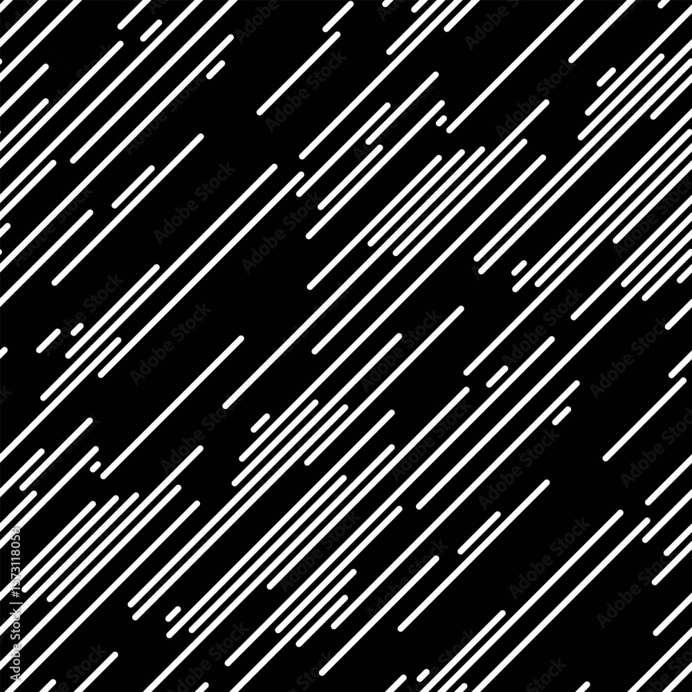 Poster dynamic abstract background with diagonal white lines on a black backdrop. suggests speed, movement,