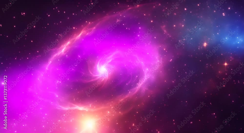 Poster loop animation of space nebula towards light loop animation glowing galaxies and stars passing foota