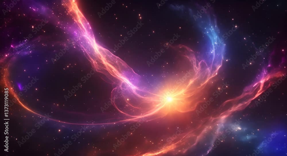 Poster loop animation of space nebula towards light loop animation glowing galaxies and stars passing foota