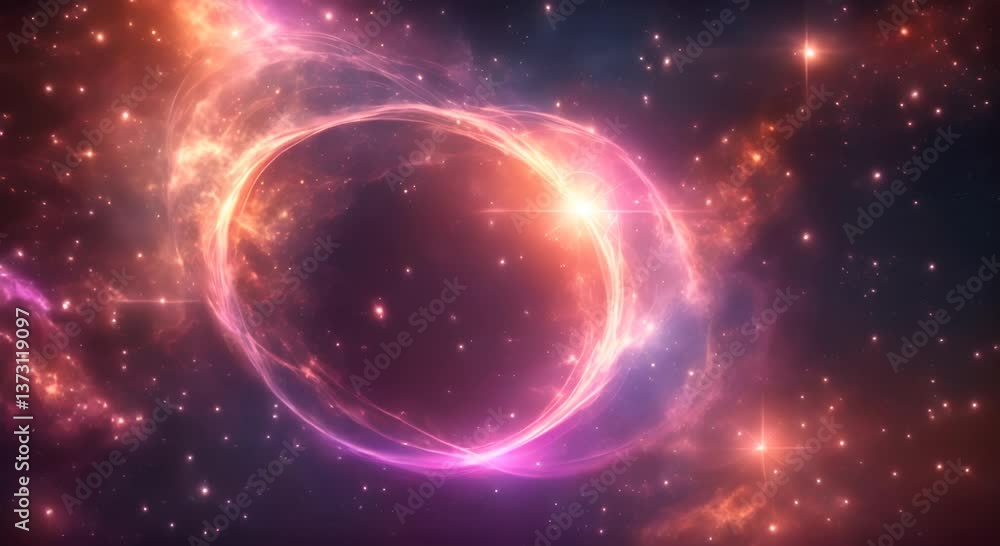 Poster loop animation of space nebula towards light loop animation glowing galaxies and stars passing foota