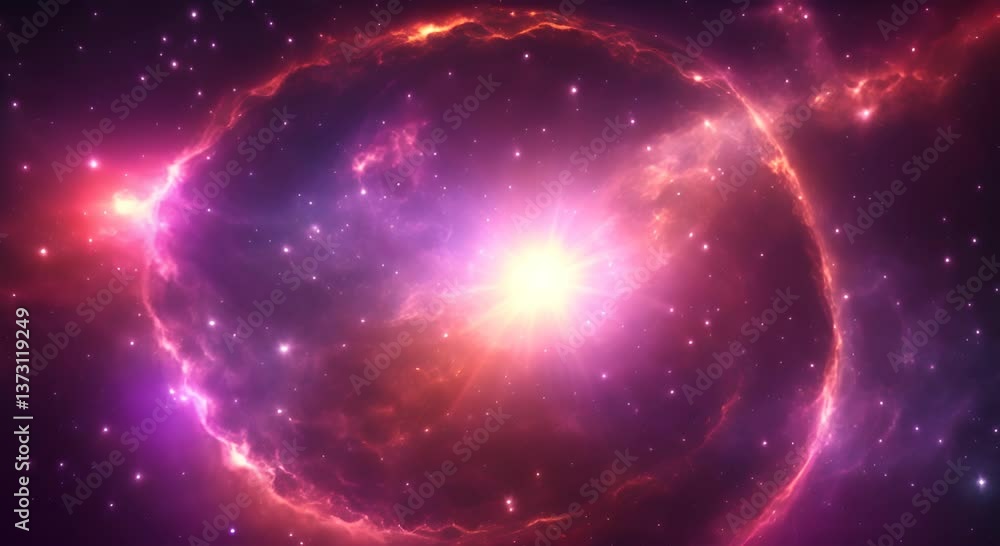 Poster loop animation of space nebula towards light loop animation glowing galaxies and stars passing foota