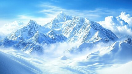 Majestic Winter Wonderland: Breathtaking Snowy Mountain Peaks