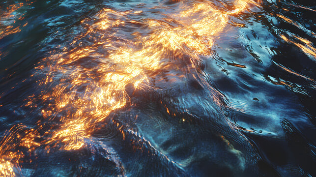 Iridescent stream of light pulses with shadowy undertones , golden, blue, darkening. Wraithlike Light. Illustration