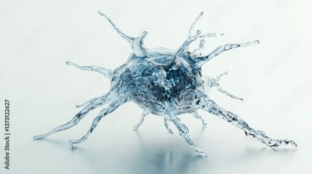 Poster a translucent aquatic abstract form with elongated and spiky projections