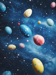 Floating Easter Eggs in Zero Gravity with Cosmic Background