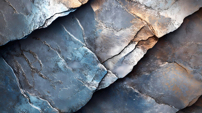 Metallic mirage abstract closeup of textured surface with diagonal lines, cool industrial vibes in shades of gray and blue - ideal for graphic design backgrounds. Silken Mirage. Illustration