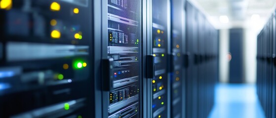 Engineers designing AI powered cybersecurity monitoring systems, high-tech data center with real-time threat detection and firewall analysis, High-tech style