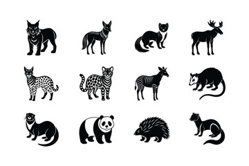 Animals silhouette vector illustration icons