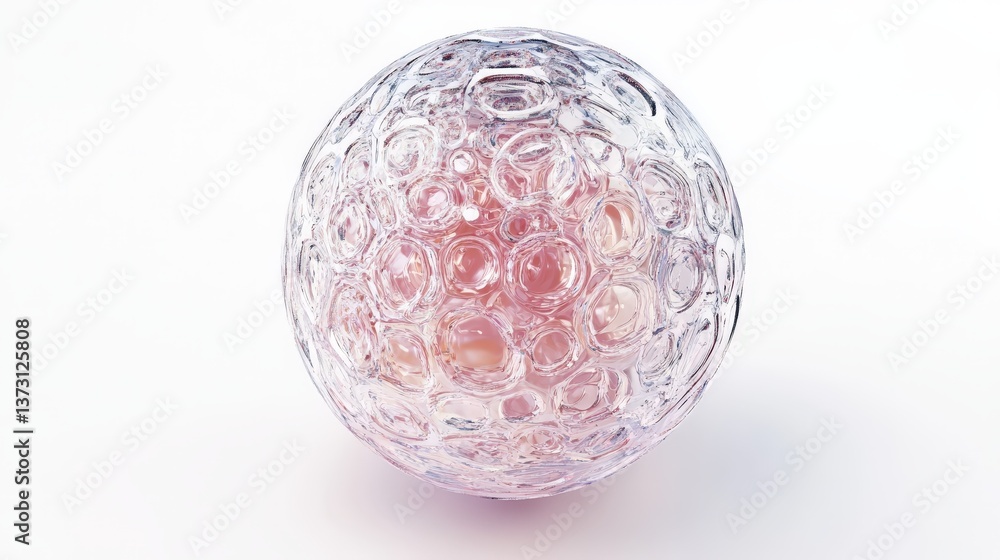 Poster a clear spherical object with internal pink bubble structure