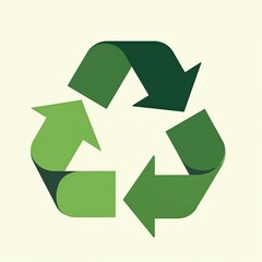 Obraz premium Green recycling symbol on light background 