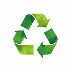 Obraz premium Green Recycling Symbol in Low Poly Style 
