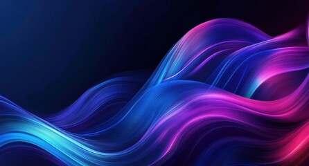 Fototapeta premium Abstract blue and purple gradient waves on a dark background