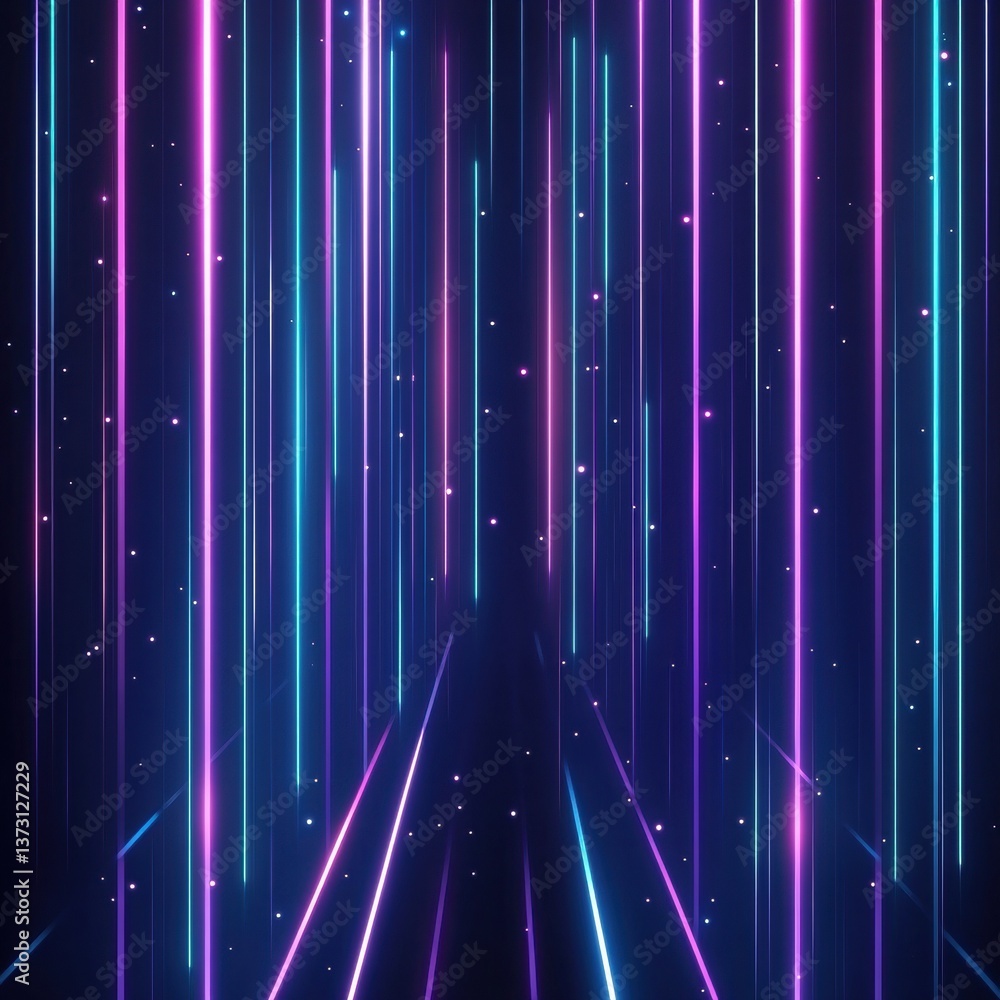 Aufkleber futuristic glowing lines create a digital sci-fi atmosphere with neon blue and purple tones in a vir