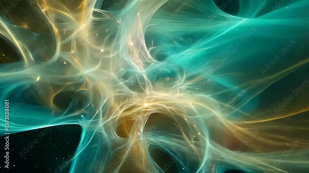Poster colorful abstract patterns create a cosmic atmosphere with swirling shapes and vibrant effects in a 