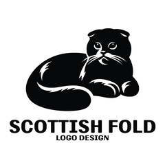 Scottish Fold Cat Vector Logo Design