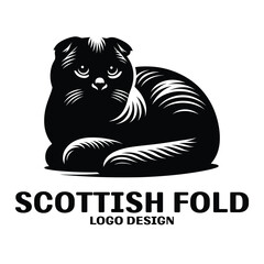 Scottish Fold Cat Vector Logo Design