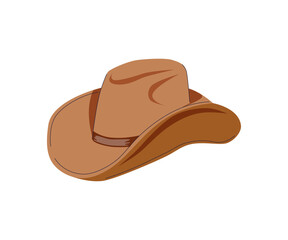 Brown cowboy hat isolated on white background. Cowboy hat illustration. Hand drawn cowboy hat. Cowgirl fashion
