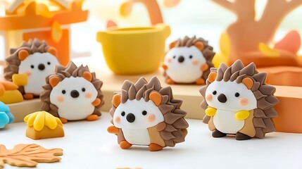 Cute Hedgehog Autumn Scene