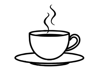 Minimalist Coffee Cup Icon with Steam &ndash; Vector Illustration on White Background,  Minimalist coffee cup icon with steam, perfect for logos, branding, and digital designs.