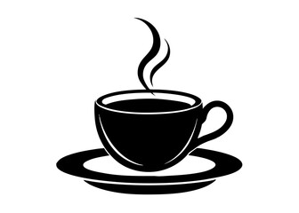 Minimalist Coffee Cup Icon with Steam – Vector Illustration on White Background,  Minimalist coffee cup icon with steam, perfect for logos, branding, and digital designs.