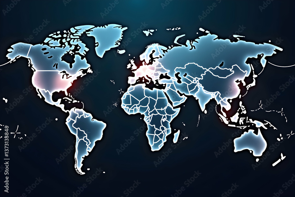 Poster global connectivity network, a high-resolution depiction of international relations and worldwide co