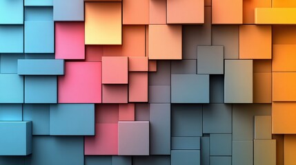 Colorful 3D Cubes Background with Geometric Patterns and Textures