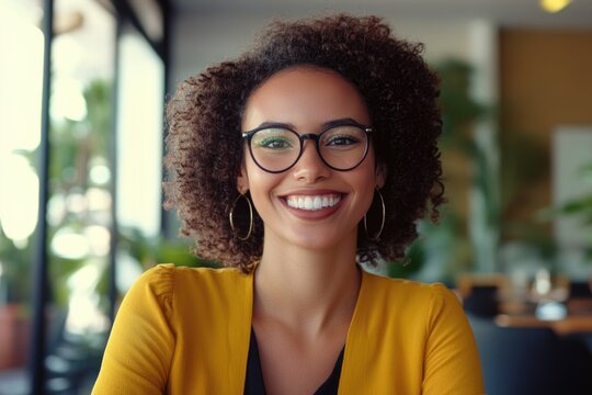 Smiling Professional African American Woman in Casual Office Attire ...