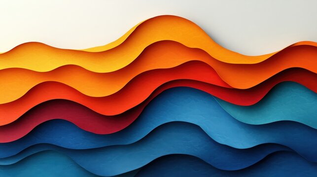 Vibrant Abstract Waves of Colorful Paper Layers in Dynamic Shapes