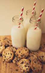 Chocolate chip cookies and milk