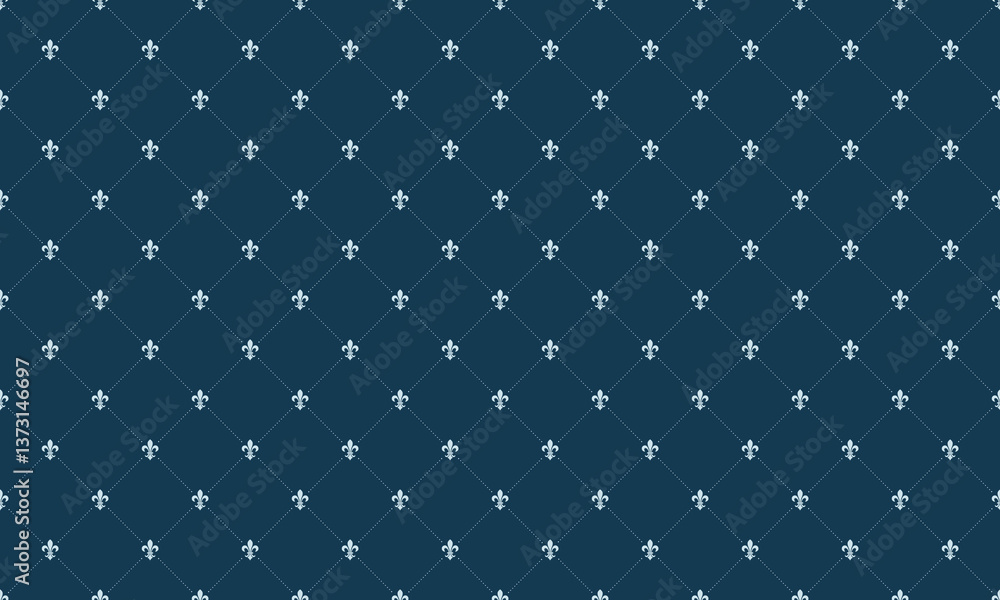 Poster elegant fleurdelis pattern on a deep blue background. perfect for invitations, website backgrounds, 